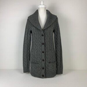 Ralph Lauren Grey Cashmere-Wool Cable Knit Cardigan with Pockets - Size S